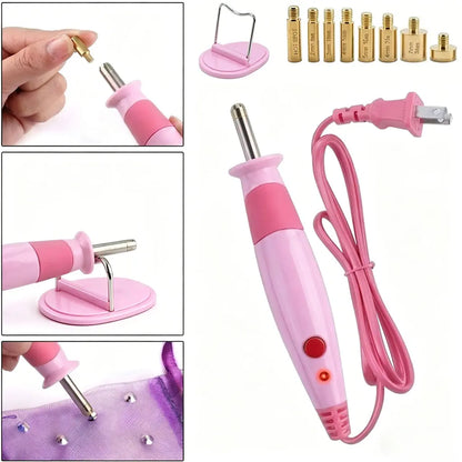 Hotfix Rhinestone Kit, DIY Hotfix Tool Set for Garments. Comes with 5000 AB & Clear Hotfix Rhinestones Packed in 3 Boxes, Equipped with 7 Hotfix Tips, Perfect for Clothing and Fabric DIY Decorations. Shimmery Finish
