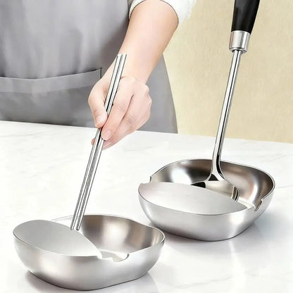 New Stainless Steel Ladle Rack Self-Standing Stable Spatula Rack Spoon Tray