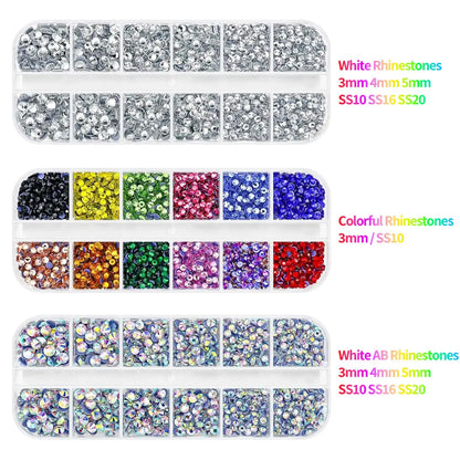 Hotfix Rhinestone Kit, DIY Hotfix Tool Set for Garments. Comes with 5000 AB & Clear Hotfix Rhinestones Packed in 3 Boxes, Equipped with 7 Hotfix Tips, Perfect for Clothing and Fabric DIY Decorations. Shimmery Finish