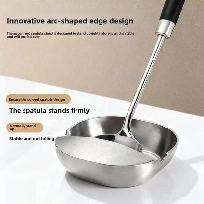 New Stainless Steel Ladle Rack Self-Standing Stable Spatula Rack Spoon Tray