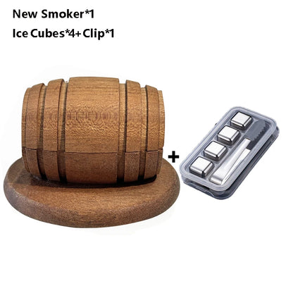 Cocktail Smoker Kit with Apple Cherry Oak Pecan Wood Chips Whiskey Wooden Smoked Wood Hood Smoker for Bar Drinks Kitchen Tools