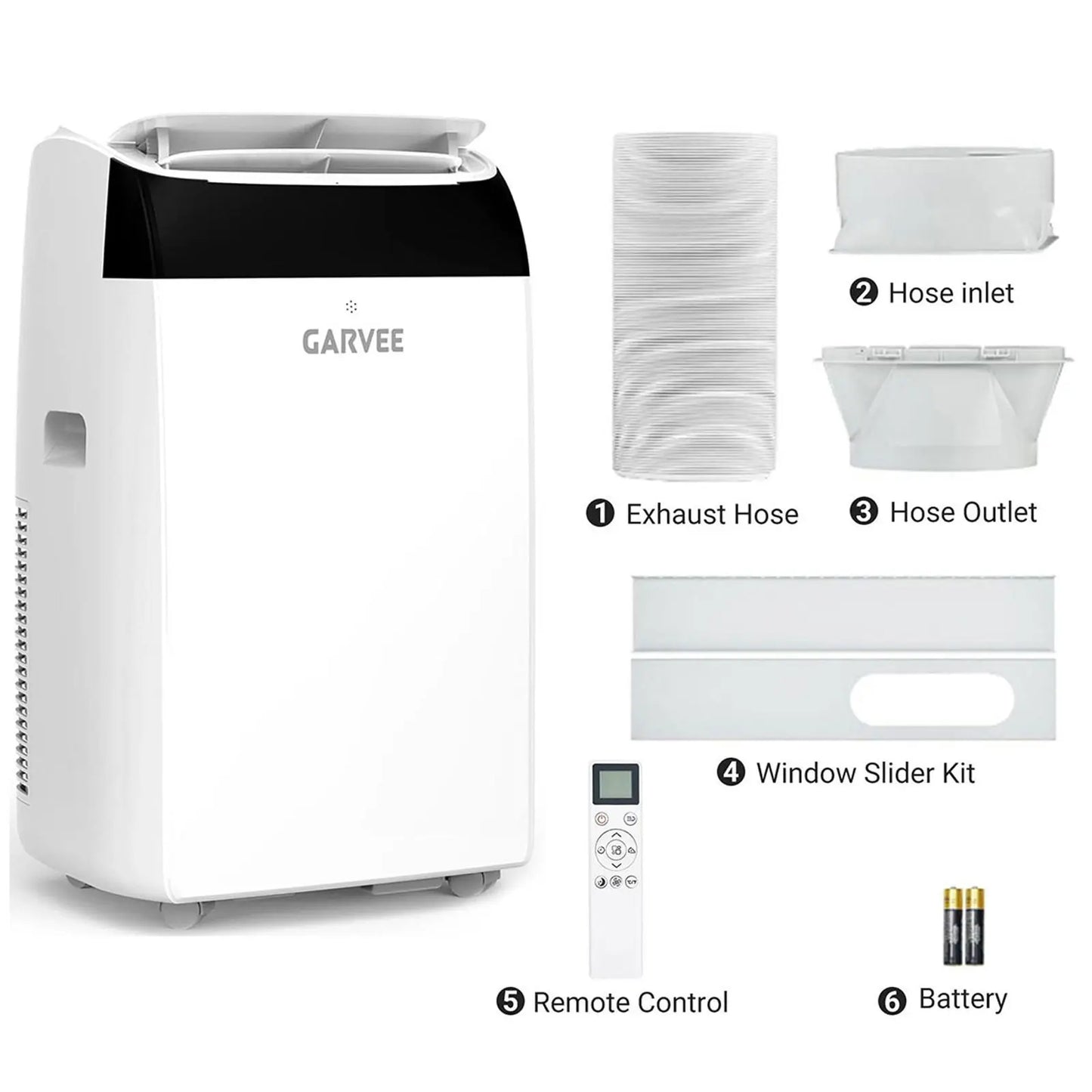 Garvee 14K/10K/8K BTU Fast & Quiet Cooling Portable Air Conditioner, 4‑In‑1 AC Unit with Dehumidifier & Fan, LED/LCD Display, Remote Control, 24H Timer, 4‑Way Swing, 360° Wheels & Window Kit for Bedroom Office Home