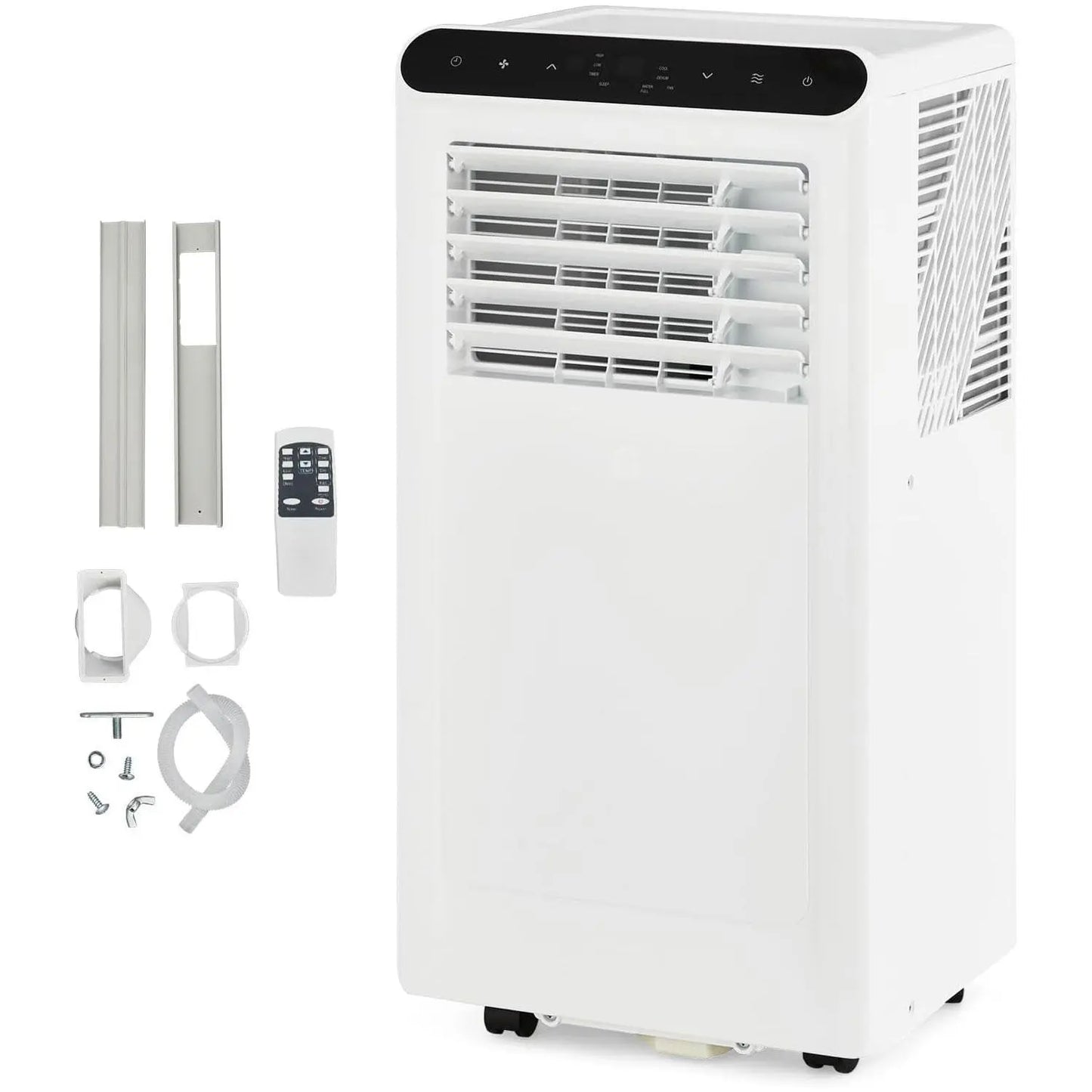 Garvee 14K/10K/8K BTU Fast & Quiet Cooling Portable Air Conditioner, 4‑In‑1 AC Unit with Dehumidifier & Fan, LED/LCD Display, Remote Control, 24H Timer, 4‑Way Swing, 360° Wheels & Window Kit for Bedroom Office Home